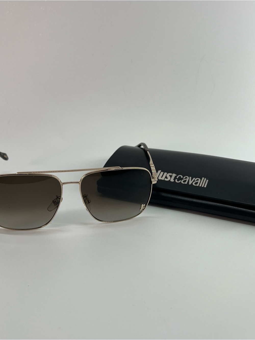 Just Cavalli Gold Metal Sunglasses with Gradient Brown Lenses